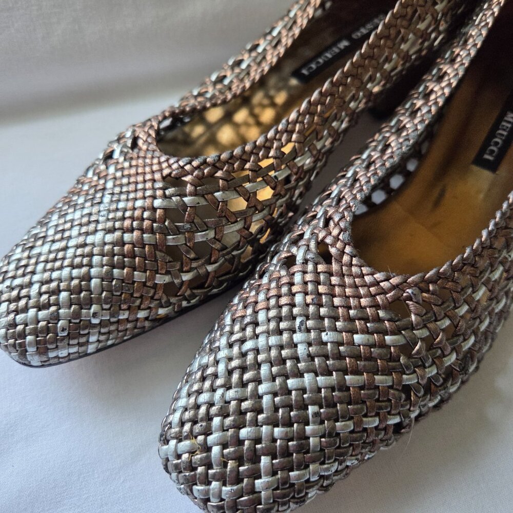 Vintage Sesto Meucci Woven Metallic Heels - Picture 11 of 15